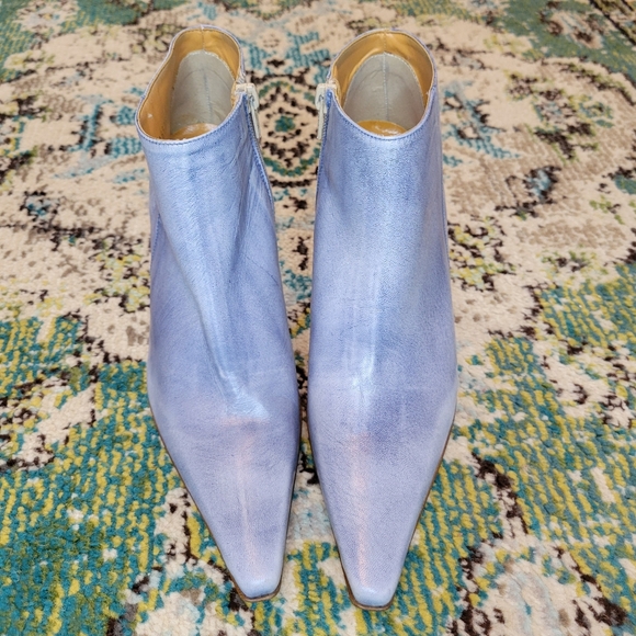 Maripe Shoes - Maripé‎ Italian Leather Blue Washed Pointed Toe Ankle Boots, Size Womens 7